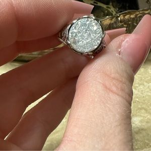 Artisan of bali snow drusy quartz sterling silver ring